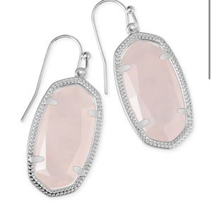 NEW Kendra Scott Pink Quartz Silver Dani Stone Drop Earrings